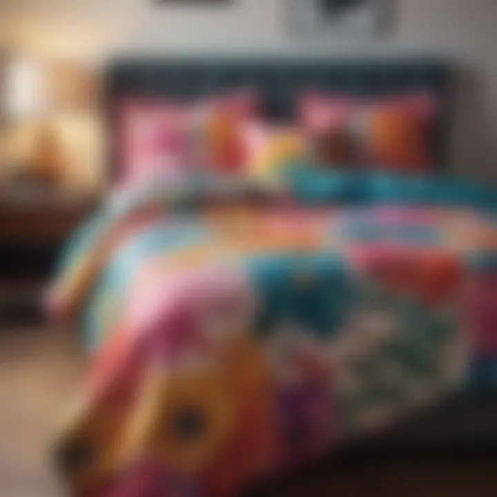 Stylish bedding set with vibrant colors and unique prints