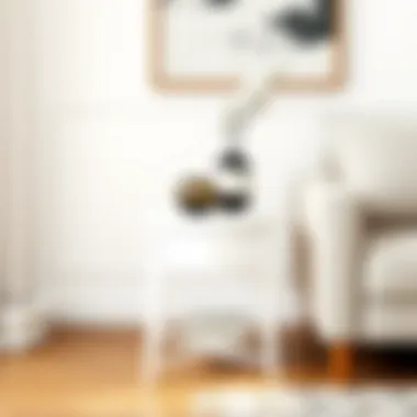 Styled Small White Side Table with Decor Small white side table styled with decorative items and books