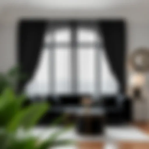 Elegant black curtains enhancing a modern living room