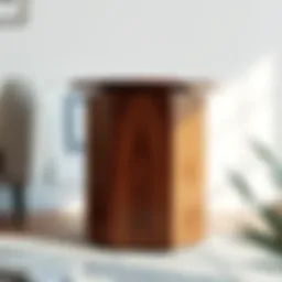 Elegant walnut color end table showcasing intricate grain patterns