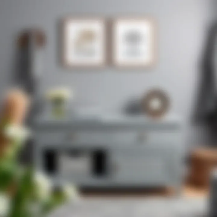 Practical Gray Bench Offering Storage Solutions Functional gray entryway bench with ample storage space