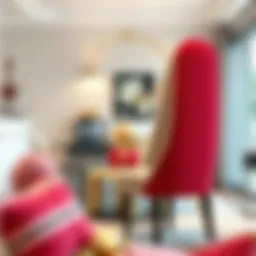 Elegant high back cloth dining chair in a modern setting