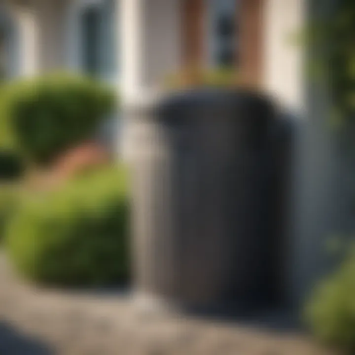 Elegant outdoor trash can complementing garden aesthetics