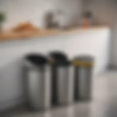 Thoughtfully arranged trash cans in a modern kitchen