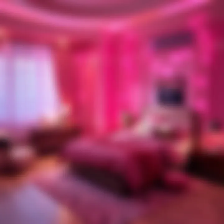 Cozy bedroom ambiance created with pink fairylights