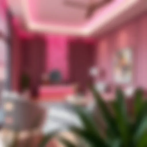 Pink Fairylights in a Modern Living Room Elegant living room adorned with pink fairylights