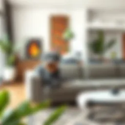 Stylish gray dog couch in a modern living room setting