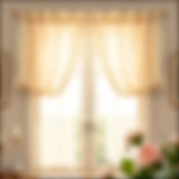 Elegant ivory tier curtains draping a sunlit window