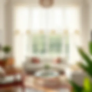 Stylish living room featuring ivory tier curtains