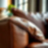 Elegant leather sofa arm cover showcasing rich texture and color