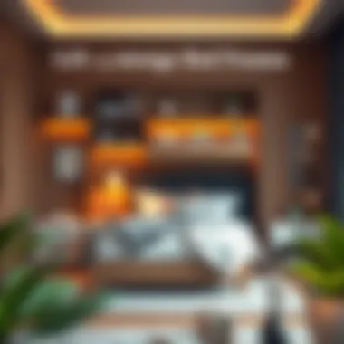 Organized bedroom featuring a lift up storage bed enhancing space utilization