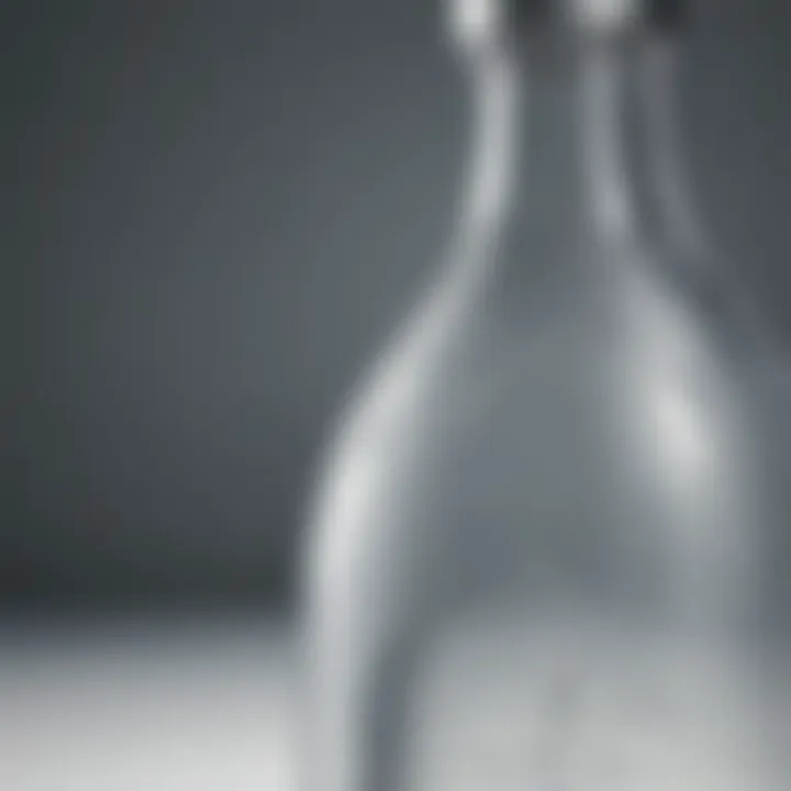 Close-up of the durable material of a light glass water bottle