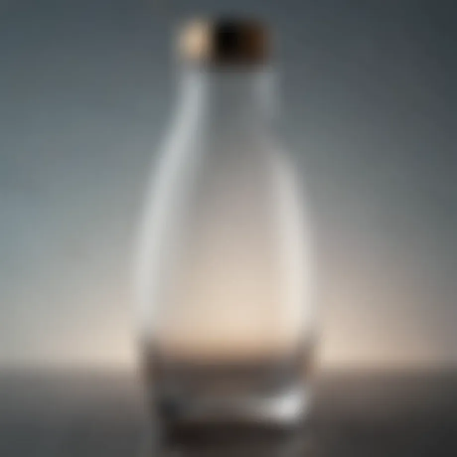 Elegant light glass water bottle showcasing its sleek design and clarity