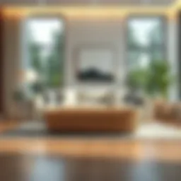 Elegant low rectangle basket in a modern living room setting