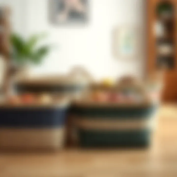 Stylish low rectangle baskets showcasing various materials