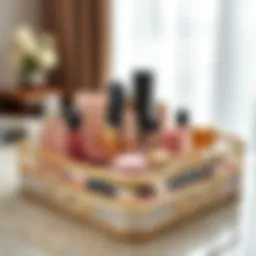 Elegant makeup organizer showcasing various compartments