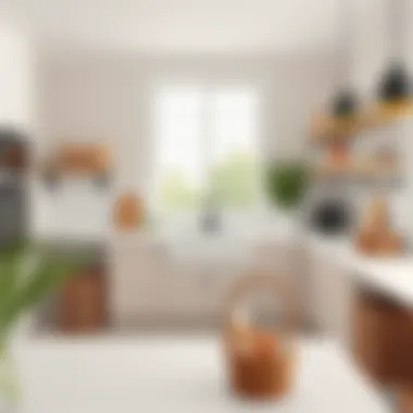 Low rectangle baskets complementing a minimalist kitchen