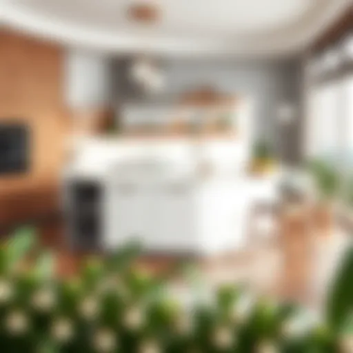 Sleek modern movable island counter in a contemporary kitchen setting