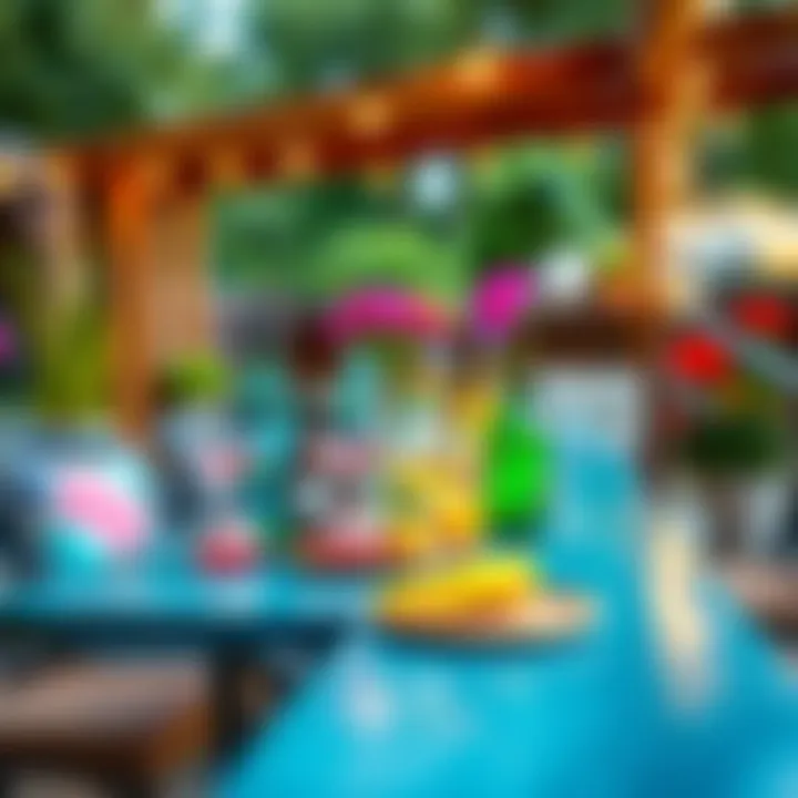 Colorful bar table adorned with vibrant accessories