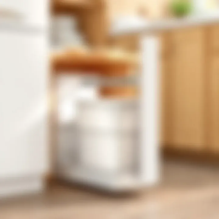 Installation of a sliding under cabinet trash can showcasing a space-saving solution.