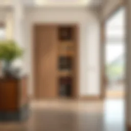 Elegant sliding shoe cabinet in a contemporary hallway