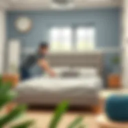 Professional assembling a stylish bed frame