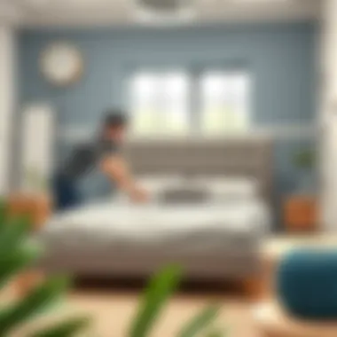 Professional assembling a stylish bed frame