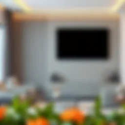 An elegant living room showcasing a perfectly mounted TV