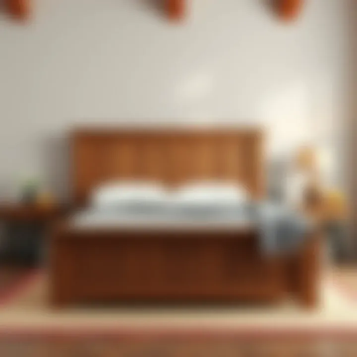 Rustic wooden bed with surrounding edges