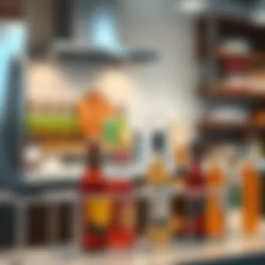 Beverage Organization in Style Stylish kitchen with organized beverage bottles