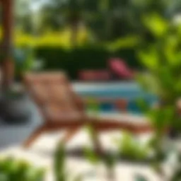 Elegant teak lounge chair on a patio