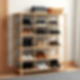 Modern shoe rack design with multiple compartments