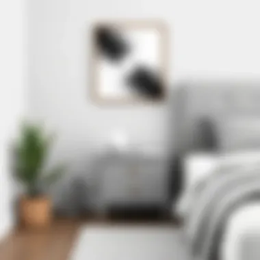 Grey bedside table in a minimalist interior design