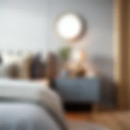 Stylish grey bedside table in a modern bedroom