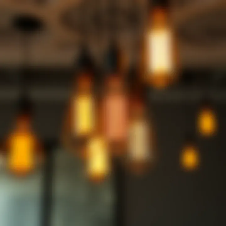 Comparison of lighting options showcasing Edison bulbs