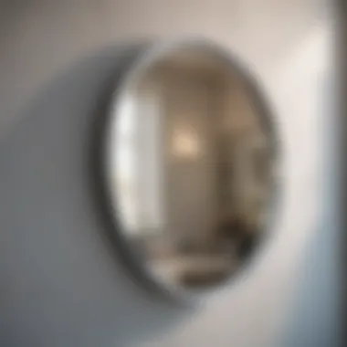 Close-up of a contemporary mirror wall reflecting natural light, showcasing its functionality.