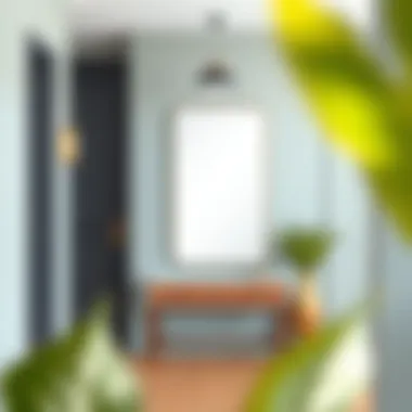 Stylish hallway adorned with a minimalist rectangular mirror