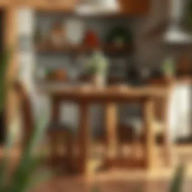 Cozy Rustic Vibe: Small Square Wooden Dining Table Cozy small square wooden dining table in a rustic kitchen setting