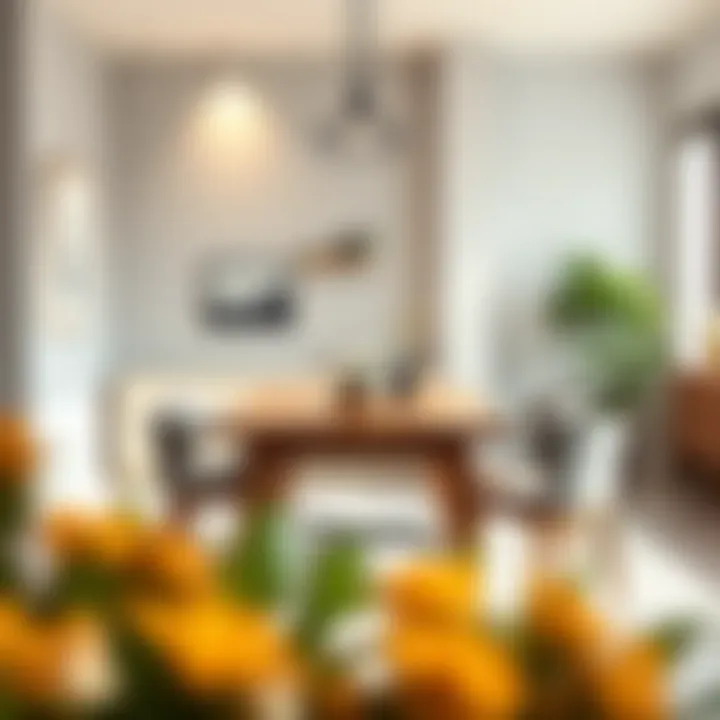 Modern Elegance: Small Square Wooden Dining Table Elegant small square wooden dining table set in a modern dining room