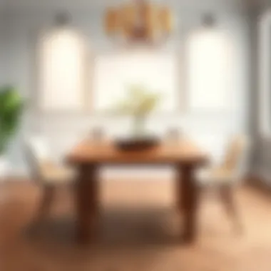 Stylish Centerpiece: Small Square Wooden Table Stylish small square wooden dining table with decorative centerpiece