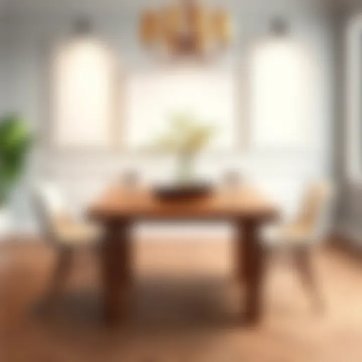 Stylish Centerpiece: Small Square Wooden Table Stylish small square wooden dining table with decorative centerpiece