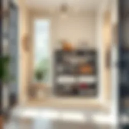 Modern shoe rack design in a chic entryway