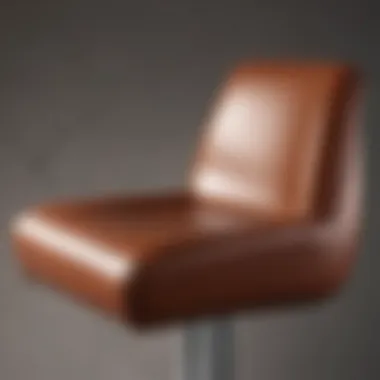 A close-up view of high-quality leather texture on a bar stool