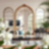 Elegant arch mirror set in a modern living room reflecting natural light