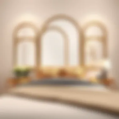 Grouped arch mirrors of varying sizes adding character to a bedroom