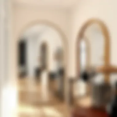 Stylish arch mirrors placed in a hallway enhancing depth and space