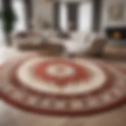 Elegant large half round rug enhancing a contemporary living room