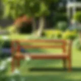 Elegant wooden backless garden bench in a serene outdoor setting