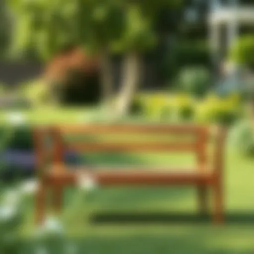 Elegant wooden backless garden bench in a serene outdoor setting