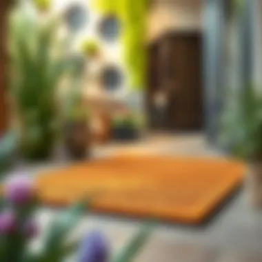 Thick Outdoor Mat Complementing a Natural Garden Setting A thick outdoor mat in a natural garden environment